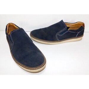 J&M Johnston & Murphy men's dark blue suede leather loafers, slip on size 9M